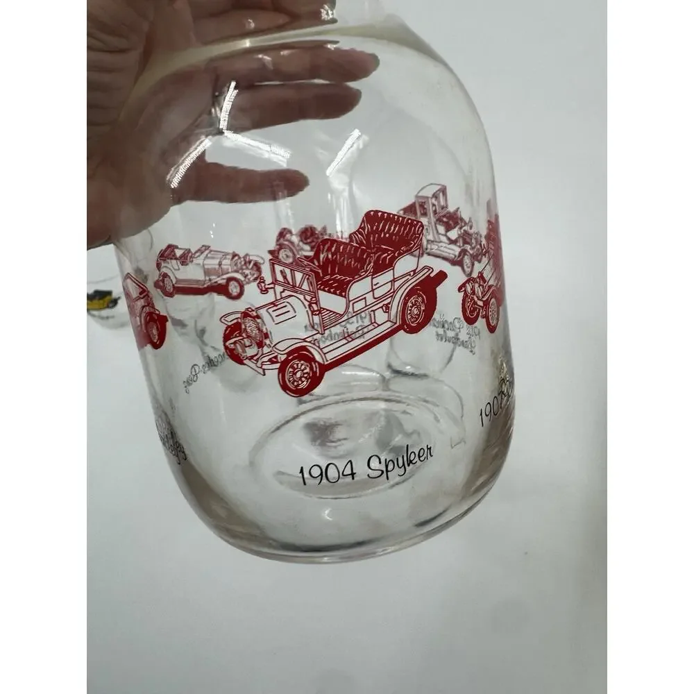 Northwestern Bottle Co Classic Car Carafe and 6 Juice Glass Set Vintage in Box